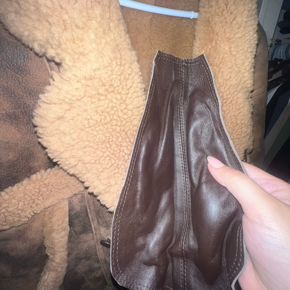 SANDRO Brown Shearling Jacket - Picture 4 of 6